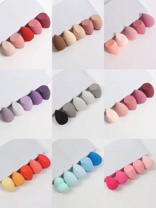 Bags of Beauty Eggs Makeup - Écologiques éponges de maquillage présentées dans différentes teintes sur un fond blanc.